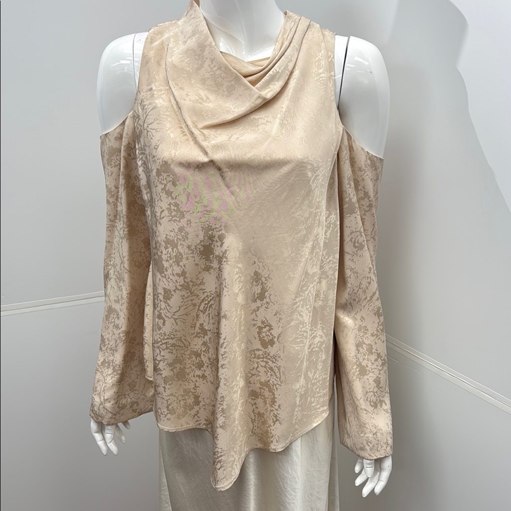 Jonathan Simkhai Cream Long Sleeve Asymmetrical Blouse Nwt